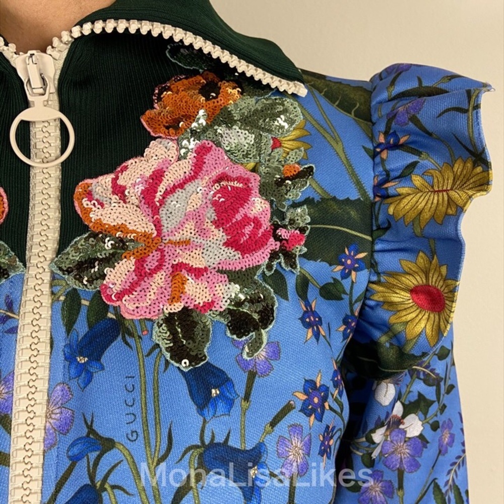 New GUCCI New Flora Sequin Turtleneck Track Jacket - Picture 6 of 9